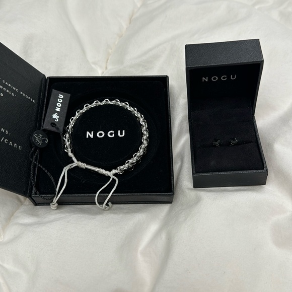 Jewelry - NOGU silver bracelet with black stud earrings